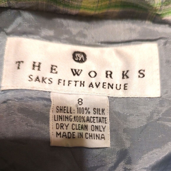 🔹💜💚🔹Beautiful Saks Fifth Avenue Genuine Silk Retro Style Button Up Dress - 8 - Picture 16 of 16